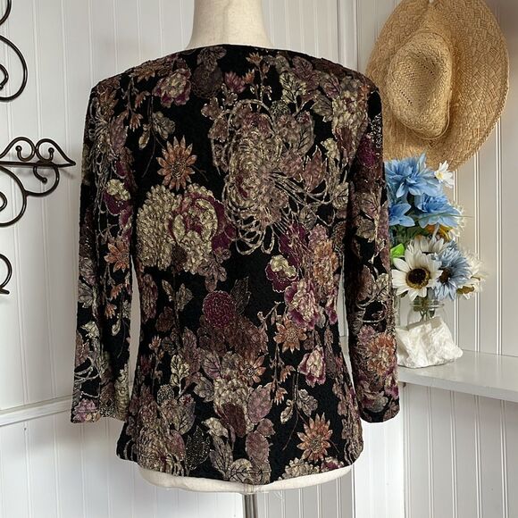 MSK Floral Draped Collar Top β Size Small - Picture 3 of 8